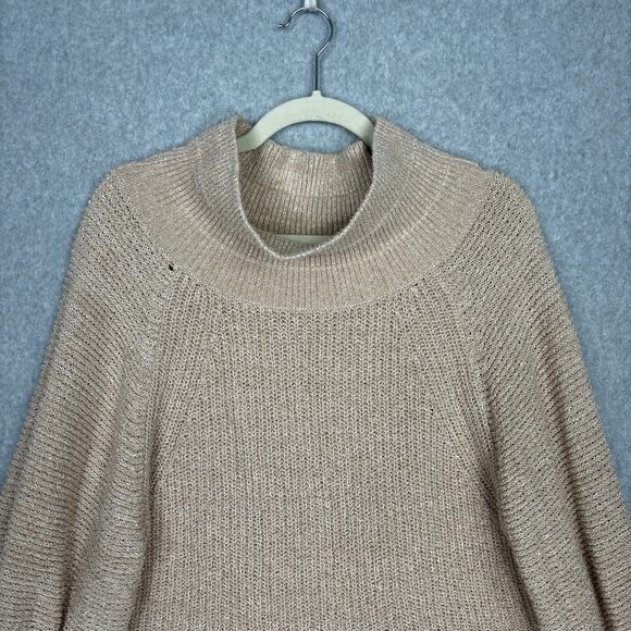 Free People Sweater Women Small Beige Tan Edessa Off The Shoulder Slouchy Chunky - Picture 3 of 11